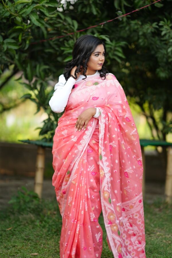 Cheri Silk Jamdani Saree(চেরি সিল্ক জামদানী শাড়ি) - Image 4